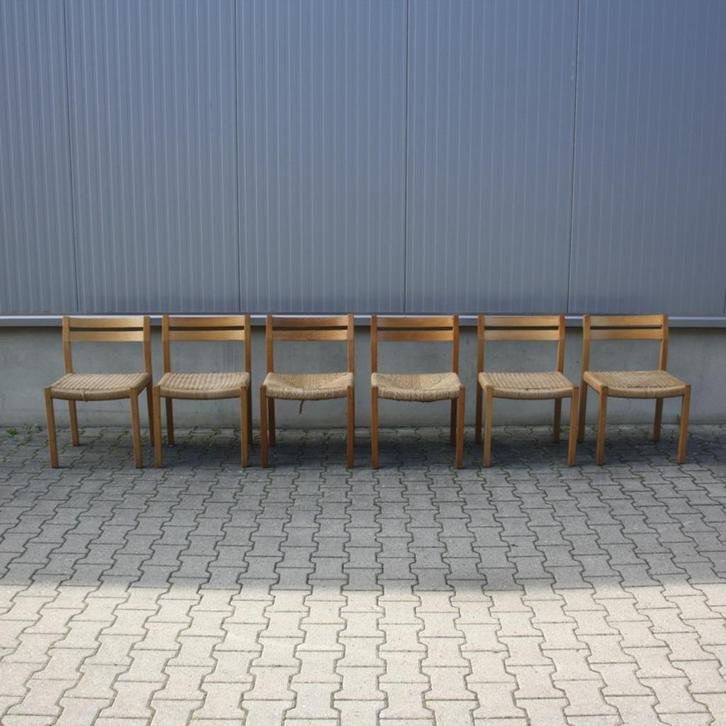 6 x Stoel Møller | model 401 | J H Møller | OPKNAPPERS!, Huis en Inrichting, Stoelen, Gebruikt, Vijf, Zes of meer stoelen, Hout