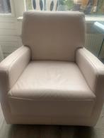 Creme kleur lederen draaifauteuil, Huis en Inrichting, Fauteuils, Ophalen of Verzenden, Zo goed als nieuw, 75 tot 100 cm, 50 tot 75 cm
