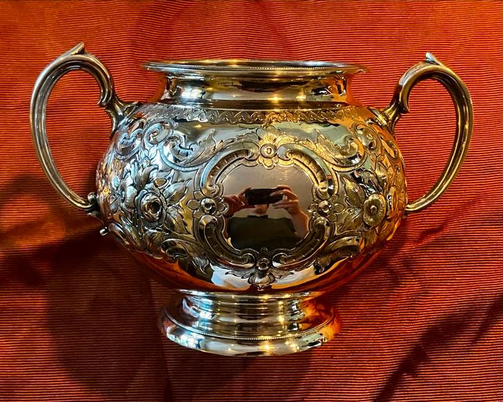 Antieke Zilveren suikerpot Sheffield Plate  (1840-1865), Antiek en Kunst, Antiek | Goud en Zilver, Zilver, Ophalen of Verzenden