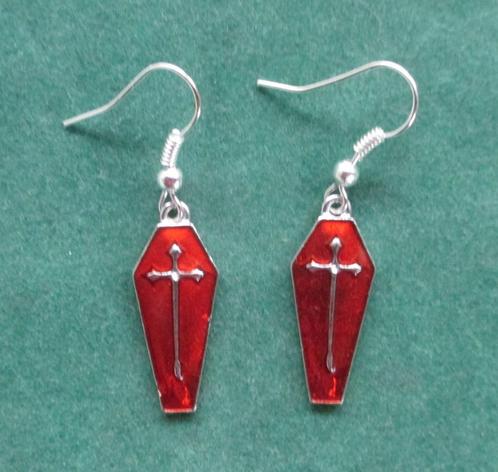 1 paar Halloween oorbellen doodskist coffin grafkist., Sieraden, Tassen en Uiterlijk, Oorbellen, Nieuw, Hangers, Overige materialen
