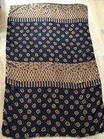 Nieuwe dunne donkerblauwe batik doek met bruine cirkels, Nieuw, 30 tot 120 cm, Blauw, 30 tot 200 cm