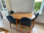 Massief eiken tafel met stoelen, Huis en Inrichting, Tafels | Eettafels, 50 tot 100 cm, 150 tot 200 cm, Gebruikt, Ophalen