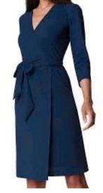Fijne jurk Doutzen ladress la dress s blauw overslag, Zo goed als nieuw, Maat 36 (S), LaDress, Boven de knie