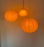 3x vintage cocoon hanglamp, Goldkant Leuchten ‘60, Vintage retro buisframe design rotan webbing papercord deens, Ophalen of Verzenden