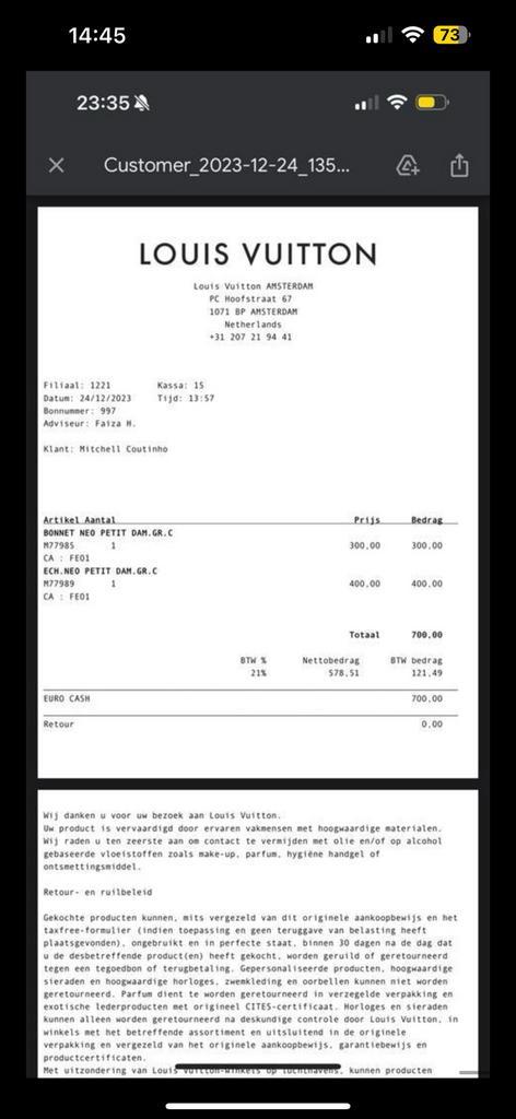 Louis vuitton, Tickets en Kaartjes, Kortingen en Cadeaubonnen, Eén persoon, Overige typen, Cadeaubon