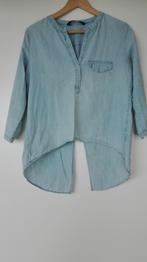 Mt.36/38 Superleuke top denim lichtblauw met sexy rugpand, Blauw, Zara, Ophalen of Verzenden, Zo goed als nieuw