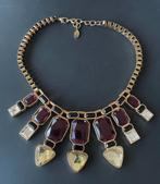 Halsketting met gekleurde strass stenen, Overige materialen, Gebruikt, Verzenden, Goud