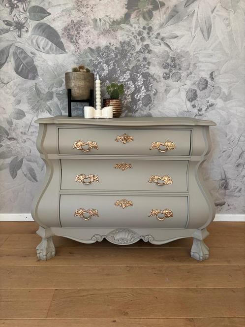 Prachtige landelijke ladekast~buikkast beige & goud, Huis en Inrichting, Kasten | Ladekasten, Zo goed als nieuw, Minder dan 100 cm