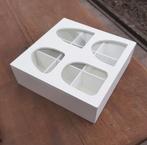 9 Vaks Wit Houten Theedoos met een Glazen Bovenkant, Huis en Inrichting, Ophalen, Zo goed als nieuw