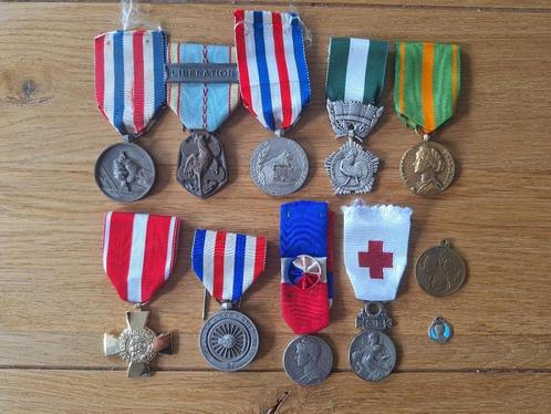 Lot van 11 Franse Medailles, Onderscheidingen, Postzegels en Munten, Penningen en Medailles, Overige materialen, Buitenland, Ophalen of Verzenden