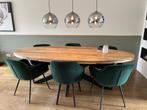 4 Eetkamerstoelen Como groen Kwantum als nieuw, Huis en Inrichting, Stoelen, Ophalen, Overige kleuren, Metaal, Zo goed als nieuw