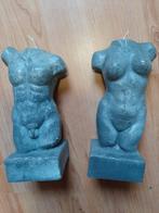 Grijze man en vrouw torso kaarsen, Ophalen of Verzenden, Overige materialen, Minder dan 25 cm