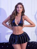 Sexy PU Lingerie Set, Verzenden, Zwart, Body of Korset