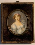 Miniatuur portret klassiek Dame 2.handgeschildert., Antiek en Kunst, Kunst | Schilderijen | Klassiek, Ophalen of Verzenden