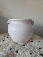 Witte bloempot crackele binnen, Ophalen, Rond, Aardewerk, Binnen