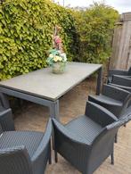 Granieten Tuintafel met 6 Stoelen, Tuin en Terras, Tuinsets en Loungesets, Kunststof, Gebruikt, 6 zitplaatsen, Ophalen of Verzenden
