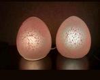 Set van 2 vintage HB Glazen Eivormige Lampen, Gebruikt, ., Vintage, Ophalen of Verzenden