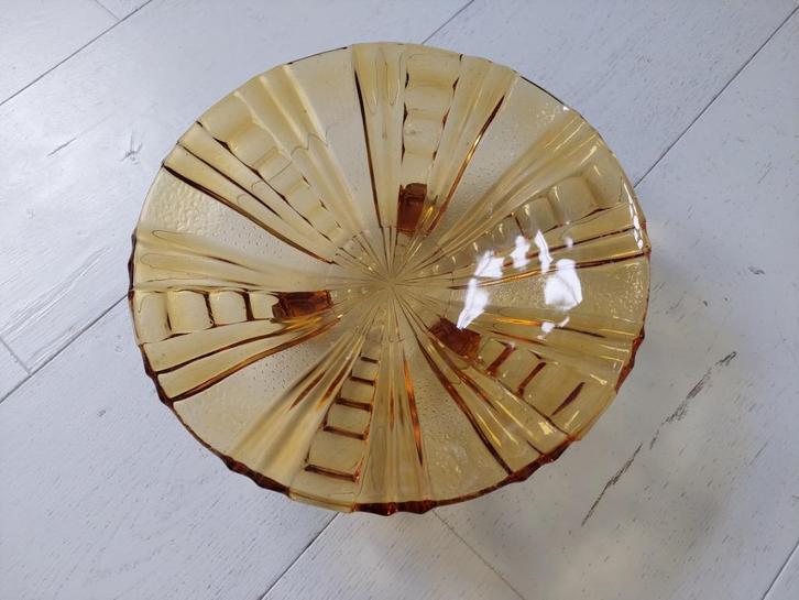 Art Deco Dreifuss glazen schaal August Walther, amberkleurig, Antiek en Kunst, Kunst | Designobjecten, Ophalen