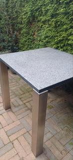 3x Tuintafel - RVS Onderstel, Natuursteen Blad, Ophalen of Verzenden, Gebruikt, Vierkant, Metaal