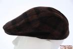 Vintage flatcap Platte pet Stevenson bruin zwart 53-54 = XS, 55 cm (S, 6⅞ inch) of minder, Ophalen of Verzenden, Pet, Gedragen