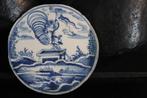 Antieke 18e eeuwse ronde tegel Delft blauw engel wolk, Antiek en Kunst, Antiek | Wandborden en Tegels, Verzenden