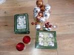 diverse kerstballen in doos en 2 theelichthouders, Diversen, Kerst, Ophalen of Verzenden, Zo goed als nieuw