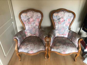 2 x antieke duo vintage stoelen zeer stevig en degelijk