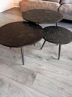Set van 3 ronde tafeltjes zwart, Minder dan 55 cm, Rond, Zo goed als nieuw, Hout