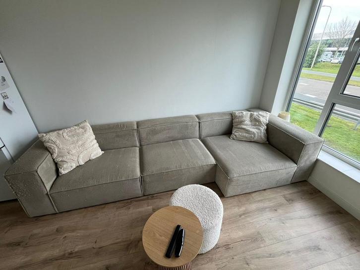 GRATIS | Hoekbank grijs/beige, Huis en Inrichting, Banken | Complete zithoeken, Gebruikt, Ophalen of Verzenden