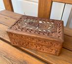 Vintage handgemaakt houten sieradendoosje handgesneden, Antiek en Kunst, Kunst | Beelden en Houtsnijwerken, Ophalen of Verzenden
