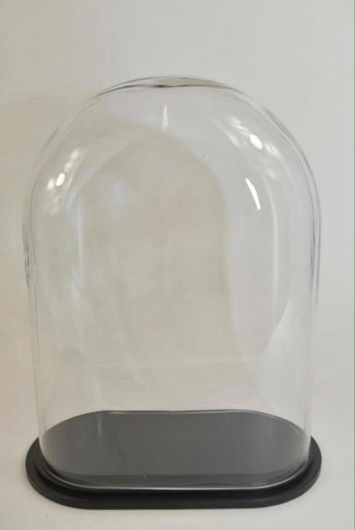 Stolp ovaal XL helder glas zwart houten plateau, Huis en Inrichting, Woonaccessoires | Stolpen, Nieuw, Ophalen of Verzenden