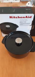 Kitchen Aid , gietijzeren braadpan zwart (22 cm), Ophalen of Verzenden, Zo goed als nieuw, Gietijzer, Koekenpan of Braadpan