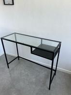 Ikea VITTSJÖ Laptoptafel, zwartbruin/glas, 100x36 cm, Huis en Inrichting, Bureaus, Ophalen, Zo goed als nieuw, Bureau