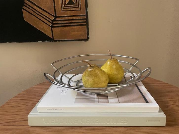 Bauhaus Postmodern Chrome Draad Fruitschaal UFO Space Age, Huis en Inrichting, Keuken | Keukenbenodigdheden, Gebruikt, Ophalen of Verzenden