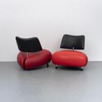 2x Leolux Pallone Pa fauteuil 'Big Mama' oranje/rood, Huis en Inrichting, Fauteuils, Ophalen of Verzenden, Zo goed als nieuw, Leer