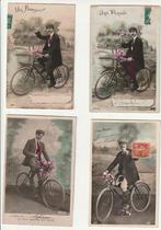 lot 8 kaarten mannen met fiets, Verzamelen, Ansichtkaarten | Themakaarten, Verzenden, Gelopen, Overige thema's