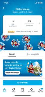 Efteling zegels van de Albert Heijn volle kaarten, Tickets en Kaartjes, Kortingsbon, Pretpark, Drie personen of meer