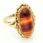 Vintage 14 karaat Agaat, Sieraden, Tassen en Uiterlijk, Ringen, Vintage, 19 tot 20, Vintage, Vintage