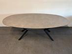 Ovale eettafel HPL betonlook 215x110cm, Huis en Inrichting, Tafels | Eettafels, 100 tot 150 cm, 200 cm of meer, Ophalen of Verzenden