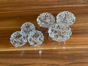 Vintage glazen kandelaren set — hobnail stijl — 6 stuks beschikbaar voor biedingen
