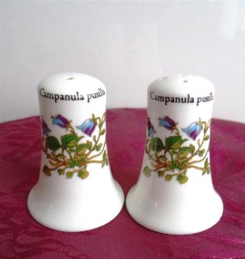 Porseleinen Peper en zoutstel. Decor Campanula pusill beschikbaar voor biedingen
