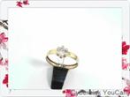 16338-4 Gouden 14K Solitaire Ring, Ophalen of Verzenden, Zo goed als nieuw, 17 tot 18, Met edelsteen