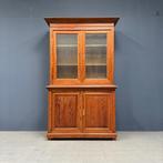 Antieke Belgische pitch pine schoolkast met ribbelglas oud, Antiek en Kunst, Antiek | Meubels | Kasten, Ophalen