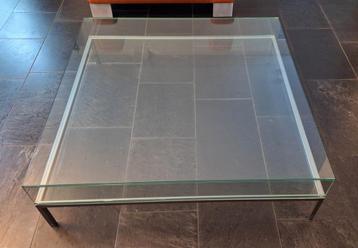 Glazen salontafel op RVS frame beschikbaar voor biedingen