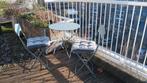 Bistro terras set met 4 stoelen (tm max wo. 21/01 online), Tuin en Terras, Tuintafels, Ophalen, Gebruikt, Rond, Metaal