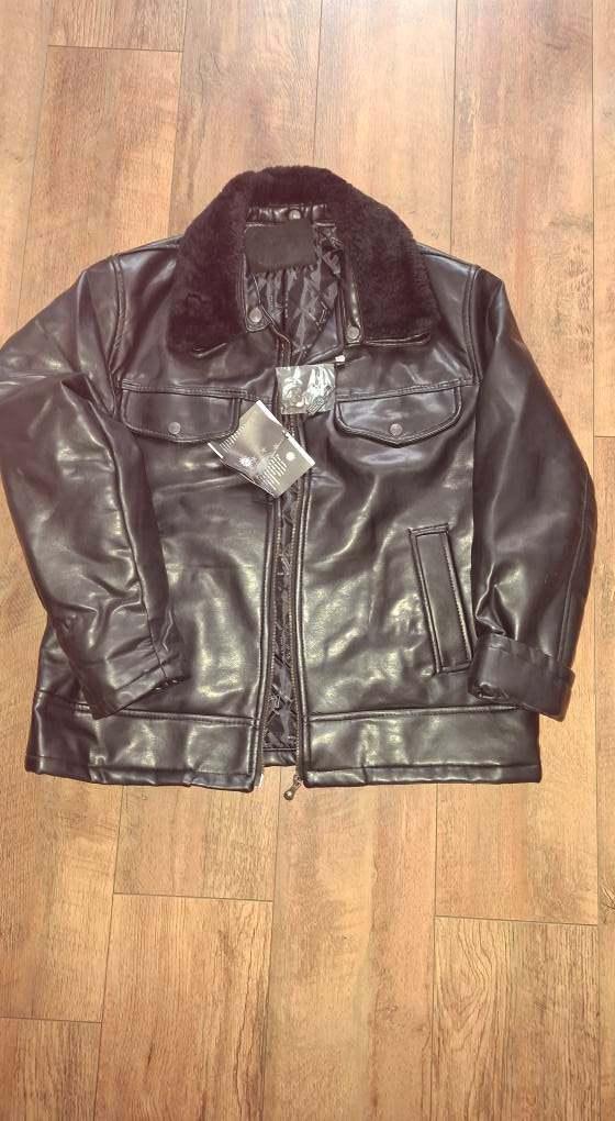 leren heren winterjas, Ophalen, Nieuw, Maat 56/58 (XL), Zwart