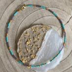 Korte Parel Kralen Ketting dames turquoise paars Staal Goud, Overige materialen, Verzenden, Nieuw, Met edelsteen
