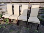 Set van 4 beige eetkamerstoelen en een bank., Gebruikt, Wit, Vier, Modern