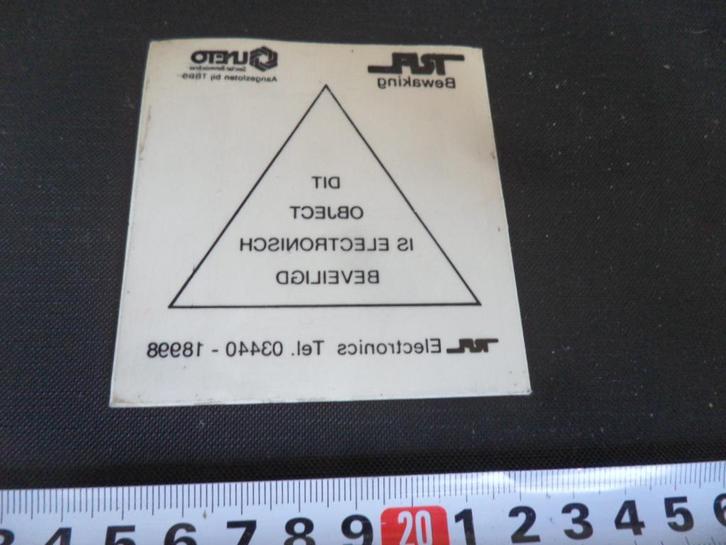 sticker raamsticker  Tiel RA bewaking  03440-18998, Verzamelen, Stickers, Zo goed als nieuw, Bedrijf of Vereniging, Ophalen