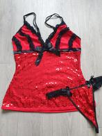 Sexy rood pailletten setje cottelli collection Maat L, Verzenden, Rood